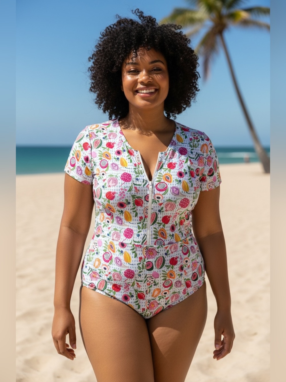 NWT Mott50 UPF50+ One-Piece Swimsuit Madeline Fresco Crush Fruit Euro Summer